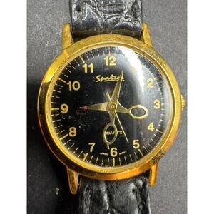 Spaltec Hairdresser Women's Fashion Watch Gold Tone Scissor Hands Black Dial